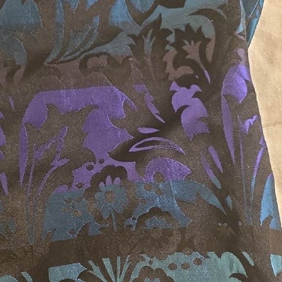 Chico's DESIGN Silk Black and Blue 3/4 Sleeve Button Down Blouse - Picture 13 of 15